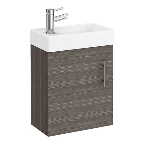 Milan W400 x D222mm Grey Avola Effect Compact Wall Hung Basin Unit 3 Milan W400 x D222mm Grey Avola Effect Compact Wall Hung Basin Unit