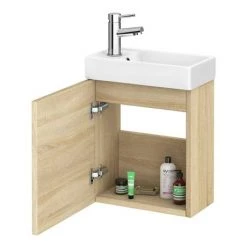 Milan W400 x D222mm Natural Oak Effect Compact Wall Hung Basin Unit 9 Milan W400 x D222mm Natural Oak Effect Compact Wall Hung Basin Unit -Wall Hung Vanity Units Shop MIL011 d4 460