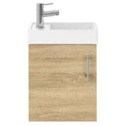 Milan W400 x D222mm Natural Oak Effect Compact Wall Hung Basin Unit 8 Milan W400 x D222mm Natural Oak Effect Compact Wall Hung Basin Unit -Wall Hung Vanity Units Shop MIL011 detail1 460