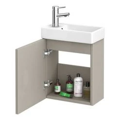 Milan W400 x D222mm Stone Grey Compact Wall Hung Basin Unit -Wall Hung Vanity Units Shop MIL012 d3 460