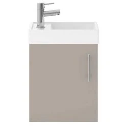 Milan W400 x D222mm Stone Grey Compact Wall Hung Basin Unit -Wall Hung Vanity Units Shop MIL012 detail1 460