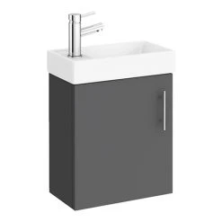 Milan W400 x D222mm Gloss Grey Compact Wall Hung Basin Unit