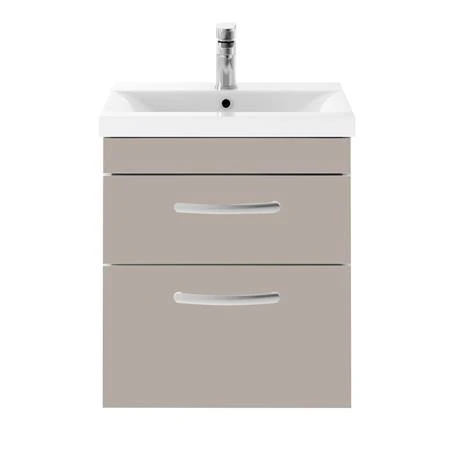 Modern 500mm Matt Stone Grey 2 Drawer Wall Hung Vanity Unit 5 Modern 500mm Matt Stone Grey 2 Drawer Wall Hung Vanity Unit - Image 3