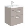 Modern 500mm Matt Stone Grey 2 Drawer Wall Hung Vanity Unit -Wall Hung Vanity Units Shop MODSG52D p