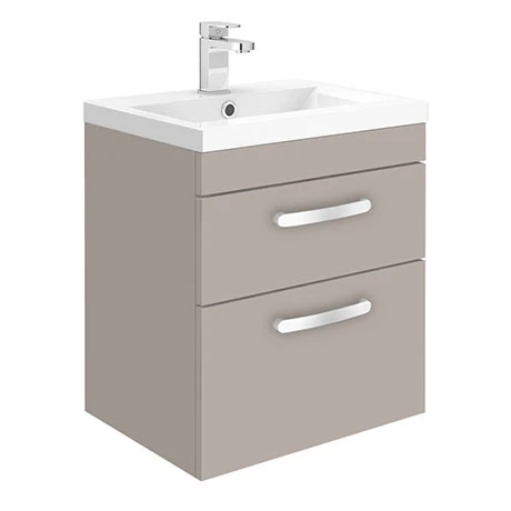Modern 500mm Matt Stone Grey 2 Drawer Wall Hung Vanity Unit 3 Modern 500mm Matt Stone Grey 2 Drawer Wall Hung Vanity Unit