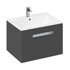 Britton MyHome 600mm Wall Hung Single Drawer Vanity Unit - Grey