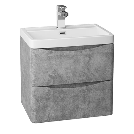 Monza Concrete Effect 500mm Wide Wall Mounted Vanity Unit 3 Monza Concrete Effect 500mm Wide Wall Mounted Vanity Unit