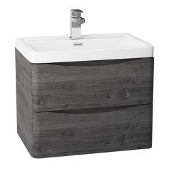 Monza Graphite Oak 600mm Wide Wall Mounted Vanity Unit