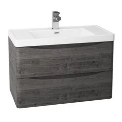 Monza Graphite Oak 750mm Wide Wall Mounted Vanity Unit