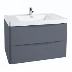 Monza Matt Grey 750mm Wide Wall Mounted Vanity Unit