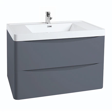 Monza Matt Grey 750mm Wide Wall Mounted Vanity Unit 3 Monza Matt Grey 750mm Wide Wall Mounted Vanity Unit