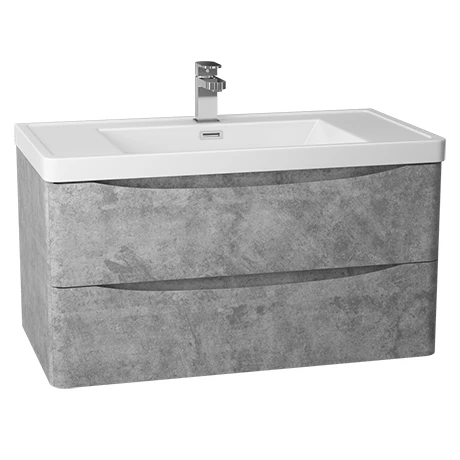 Monza Concrete Effect 900mm Wide Wall Mounted Vanity Unit 3 Monza Concrete Effect 900mm Wide Wall Mounted Vanity Unit