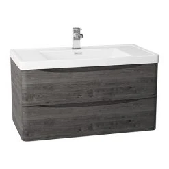 Monza Graphite Oak 900mm Wide Wall Mounted Vanity Unit