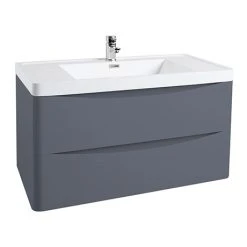 Monza Matt Grey 900mm Wide Wall Mounted Vanity Unit