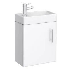 Milan Modern Wall Hung Basin Vanity Unit - Gloss White (W400 x D222mm)