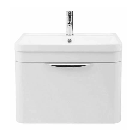 Monza Wall Hung 1 Drawer Vanity Unit w. Chrome Handle W600 x D445mm 4 Monza Wall Hung 1 Drawer Vanity Unit w. Chrome Handle W600 x D445mm - Image 2