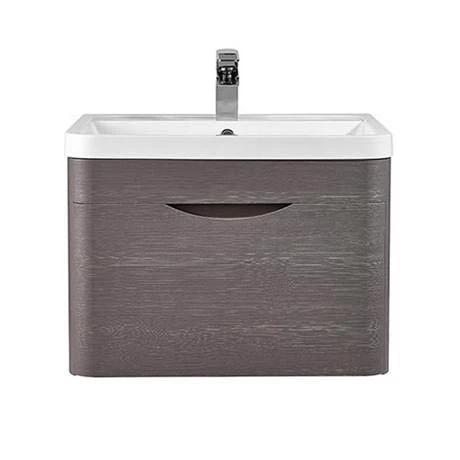 Monza 600mm Wall Hung 1 Drawer Vanity Unit (Stone Grey Woodgrain - Depth 450mm) 4 Monza 600mm Wall Hung 1 Drawer Vanity Unit (Stone Grey Woodgrain - Depth 450mm) - Image 2