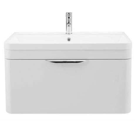 Monza Wall Hung 1 Drawer Vanity Unit w. Chrome Handle W800 x D445mm 4 Monza Wall Hung 1 Drawer Vanity Unit w. Chrome Handle W800 x D445mm - Image 2