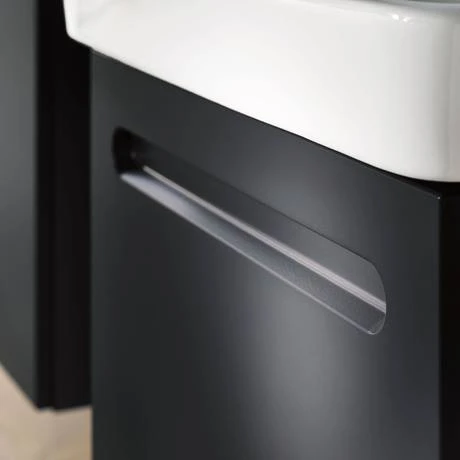 Duravit No.1 600mm Graphite Matt 1-Drawer Wall Mounted Vanity Unit with Basin (Trap Cut-Out) 6 Duravit No.1 600mm Graphite Matt 1-Drawer Wall Mounted Vanity Unit with Basin (Trap Cut-Out) - Image 4