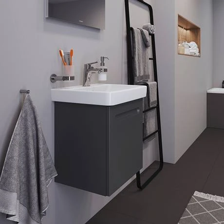 Duravit No.1 550mm Graphite Matt 1-Drawer Wall Mounted Vanity Unit with Basin (Trap Cut-Out) 7 Duravit No.1 550mm Graphite Matt 1-Drawer Wall Mounted Vanity Unit with Basin (Trap Cut-Out) - Image 5