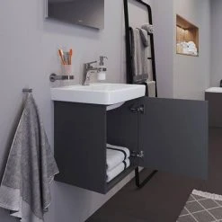 Duravit No.1 450mm Graphite Matt Wall Mounted Vanity Unit with Basin 13 Duravit No.1 450mm Graphite Matt Wall Mounted Vanity Unit with Basin -Wall Hung Vanity Units Shop N550GRA Door1 460
