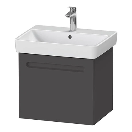 Duravit No.1 600mm Graphite Matt 1-Drawer Wall Mounted Vanity Unit with Basin 3 Duravit No.1 600mm Graphite Matt 1-Drawer Wall Mounted Vanity Unit with Basin