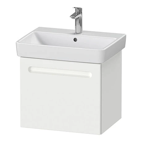 Duravit No.1 600mm White Matt 1-Drawer Wall Mounted Vanity Unit with Basin (Trap Cut-Out) 3 Duravit No.1 600mm White Matt 1-Drawer Wall Mounted Vanity Unit with Basin (Trap Cut-Out)