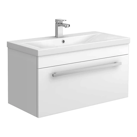 Nova 800mm Mid-Edge Basin Wall Hung High Gloss White Vanity Unit 3 Nova 800mm Mid-Edge Basin Wall Hung High Gloss White Vanity Unit