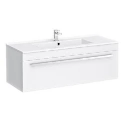 Nova 1000mm Wall Hung Vanity Sink With Cabinet - Modern High Gloss White