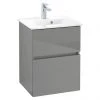 Villeroy and Boch V-Line Glossy Grey 500mm Wall Hung 2-Drawer Vanity Unit -Wall Hung Vanity Units Shop PACK.50.FP01 P