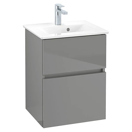 Villeroy and Boch V-Line Glossy Grey 500mm Wall Hung 2-Drawer Vanity Unit 3 Villeroy and Boch V-Line Glossy Grey 500mm Wall Hung 2-Drawer Vanity Unit