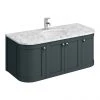 Period Bathroom Co. 1220mm Curved Wall Hung Vanity with White Marble Basin Top - Dark Grey -Wall Hung Vanity Units Shop PBC12GCRVWH prod