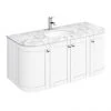 Period Bathroom Co. 1220mm Curved Wall Hung Vanity with White Marble Basin Top - White