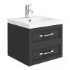 Period Bathroom Co. Wall Hung Vanity - Matt Black - 500mm 2 Drawer with Chrome Handles 2 Period Bathroom Co. Wall Hung Vanity - Matt Black - 500mm 2 Drawer with Chrome Handles -Wall Hung Vanity Units Shop PBC5WHBLK2D p