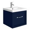 Period Bathroom Co. Wall Hung Vanity - Matt Blue - 500mm 1 Drawer with Chrome Handle -Wall Hung Vanity Units Shop PBC5WHBLU1D p