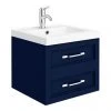 Period Bathroom Co. Wall Hung Vanity - Matt Blue - 500mm 2 Drawer with Chrome Handles