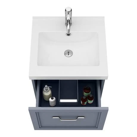 Period Bathroom Co. Wall Hung Vanity - Matt Grey - 500mm 1 Drawer with Chrome Handle 4 Period Bathroom Co. Wall Hung Vanity - Matt Grey - 500mm 1 Drawer with Chrome Handle - Image 2