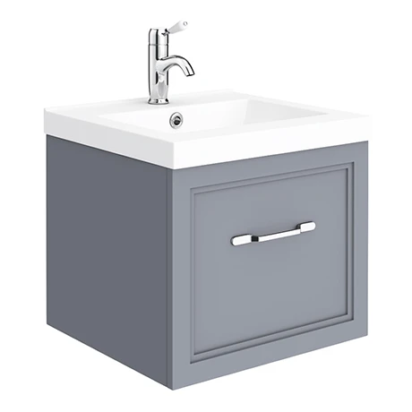 Period Bathroom Co. Wall Hung Vanity - Matt Grey - 500mm 1 Drawer with Chrome Handle 3 Period Bathroom Co. Wall Hung Vanity - Matt Grey - 500mm 1 Drawer with Chrome Handle
