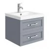 Period Bathroom Co. Wall Hung Vanity - Matt Grey - 500mm 2 Drawer with Chrome Handles -Wall Hung Vanity Units Shop PBC5WHGRY2D p