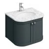 Period Bathroom Co. 620mm Curved Wall Hung Vanity with White Marble Basin Top - Dark Grey -Wall Hung Vanity Units Shop PBC6GCRVWH p