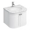 Period Bathroom Co. 620mm Curved Wall Hung Vanity with White Marble Basin Top - White -Wall Hung Vanity Units Shop PBC6WCRVWH p