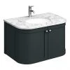 Period Bathroom Co. 820mm Curved Wall Hung Vanity with White Marble Basin Top - Dark Grey -Wall Hung Vanity Units Shop PBC8GCRVWH prod