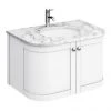 Period Bathroom Co. 820mm Curved Wall Hung Vanity with White Marble Basin Top - White -Wall Hung Vanity Units Shop PBC8WCRVWH prod