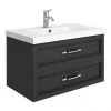 Period Bathroom Co. Wall Hung Vanity - Matt Black - 800mm 2 Drawer with Chrome Handles -Wall Hung Vanity Units Shop PBC8WHBLK2D p