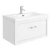Period Bathroom Co. Wall Hung Vanity - Matt White - 800mm 1 Drawer with Chrome Handle -Wall Hung Vanity Units Shop PBC8WHWHT1D p
