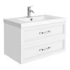Period Bathroom Co. Wall Hung Vanity - Matt White - 800mm 2 Drawer with Chrome Handles -Wall Hung Vanity Units Shop PBC8WHWHT2D p