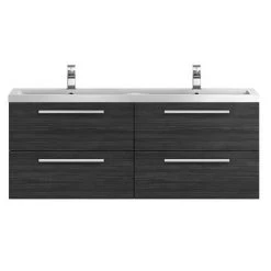 Hudson Reed 1440mm Black Woodgrain Quartet Double Basin Vanity Unit 5 Hudson Reed 1440mm Black Woodgrain Quartet Double Basin Vanity Unit -Wall Hung Vanity Units Shop QUA003 nd1 460