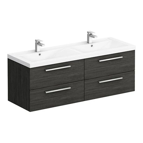Hudson Reed 1440mm Black Woodgrain Quartet Double Basin Vanity Unit 3 Hudson Reed 1440mm Black Woodgrain Quartet Double Basin Vanity Unit