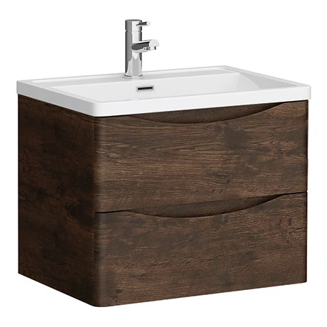 Monza Chestnut 600mm Wide Wall Mounted Vanity Unit 3 Monza Chestnut 600mm Wide Wall Mounted Vanity Unit