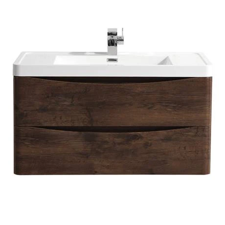 Monza Chestnut 900mm Wide Wall Mounted Vanity Unit 7 Monza Chestnut 900mm Wide Wall Mounted Vanity Unit - Image 5